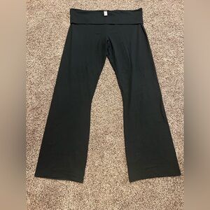 Pink VS Victoria's Secret Y2K Foldover Flare Yoga Pants Solid Black XXL
